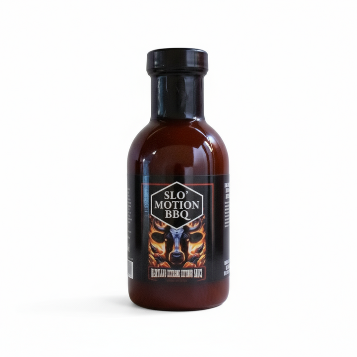 Bottle of Slo Motion BBQ sauce.