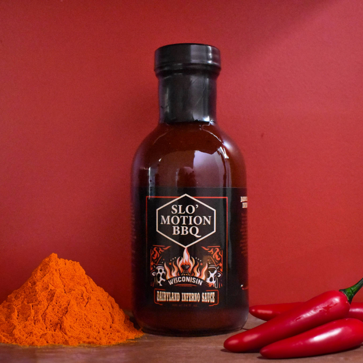 Dairyland Inferno BBQ Sauce bottle - Wisconsin spicy hot barbecue sauce